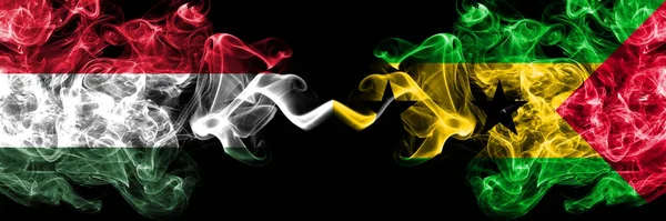 Венгрия Венгрия Против Сан Томе Принсипи Курительные Флаги Бок Бок — стоковое фото