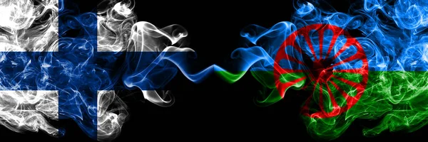 Finland Finnish Gipsy Smoky Flags Side Side — Stock Photo, Image