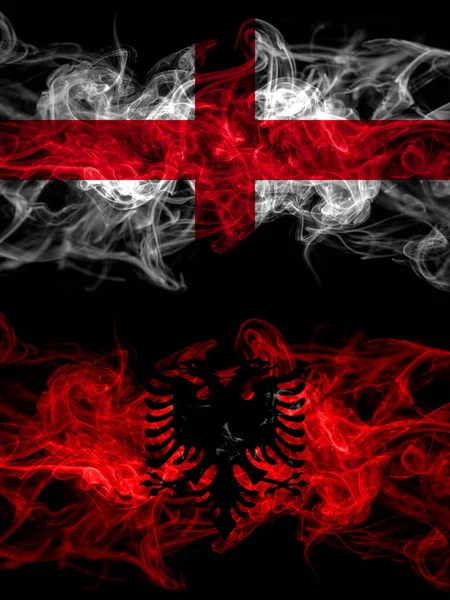 Flag England English Albania Albanian Countries Smoky Effect — Stock Photo, Image