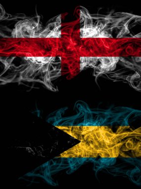 İngiltere bayrağı, İngilizce ve Bahamalar, duman etkisi olan Bahama ülkeleri 