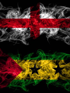 İngiltere bayrağı, İngilizce ve Sao Tome ve Principe ülkelerinin dumanlı etkisi 