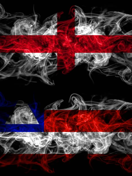 イギリス バイーア ブラジルの国旗煙の効果を持つ国 — ストック写真