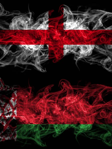 Bandeira Inglaterra Inglaterra Bielorrússia Países Bielorrussos Com Efeito Fumegante — Fotografia de Stock