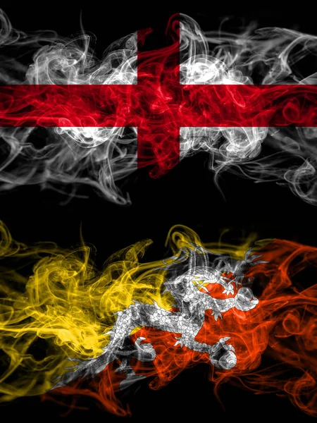 Flag England English Bhutan Bhutanese Countries Smoky Effect — Stock Photo, Image