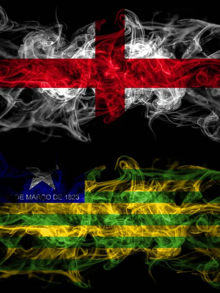 Flag England English Brazil Brazilian Piaui Countries Smoky Effect — Zdjęcie stockowe