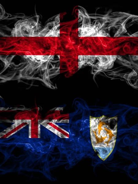 Флаг Англии Англии Великобритании Великобритании Стран Ангильи Дымным Эффектом — стоковое фото