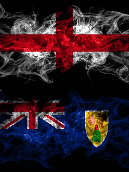 特克斯和凯科斯群岛国家国旗 烟熏效果好 — 图库照片
