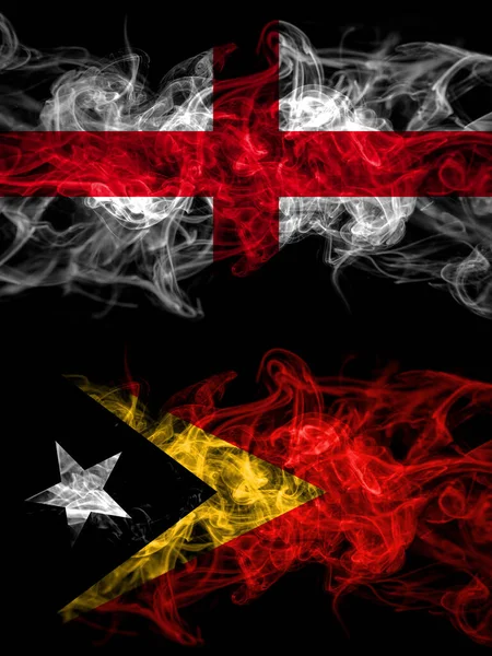 Flagge Von England England Und Osttimor Timoresische Länder Mit Rauchiger — Stockfoto