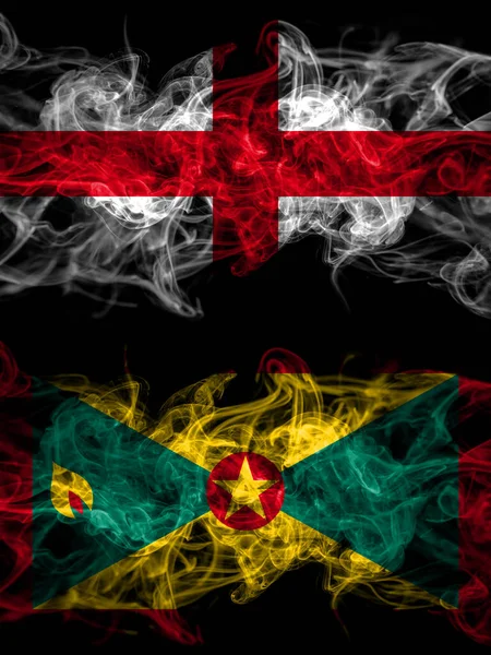 Flagge Von England England Und Grenada Mit Rauchiger Wirkung — Stockfoto