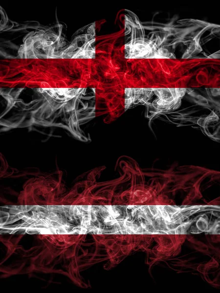 Bandeira Inglaterra Inglaterra Letónia Países Letónia Com Efeito Fumegante — Fotografia de Stock