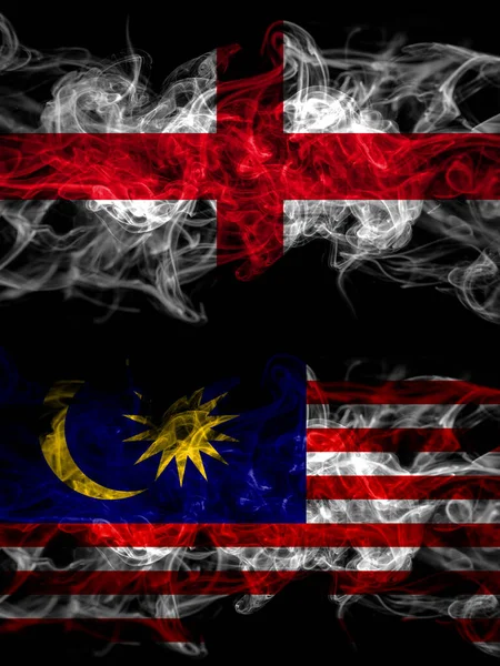 Flag England English Malaysia Malaysian Countries Smoky Effect — Φωτογραφία Αρχείου