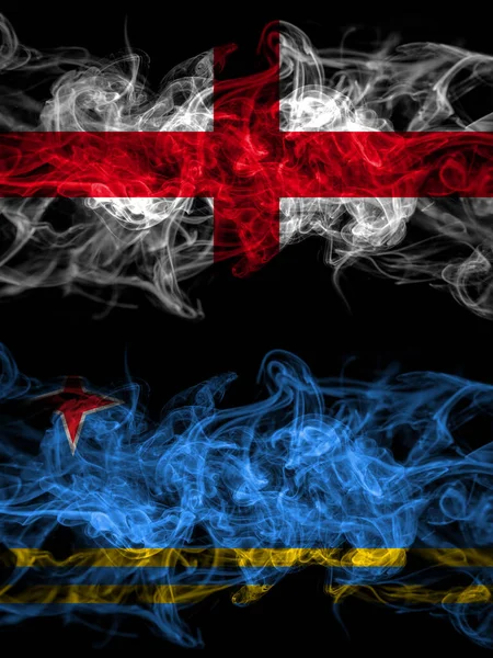 Флаг Англии Англии Нидерландов Голландии Голландии Арубы Эффектом Дыма — стоковое фото