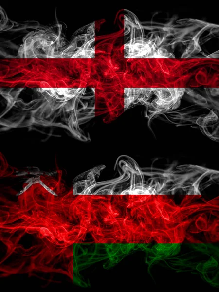 Bandeira Inglaterra Países Ingleses Omã Com Efeito Fumegante — Fotografia de Stock