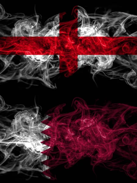 Bandera Inglaterra Inglaterra Qatar Países Qatar Con Efecto Ahumado — Foto de Stock