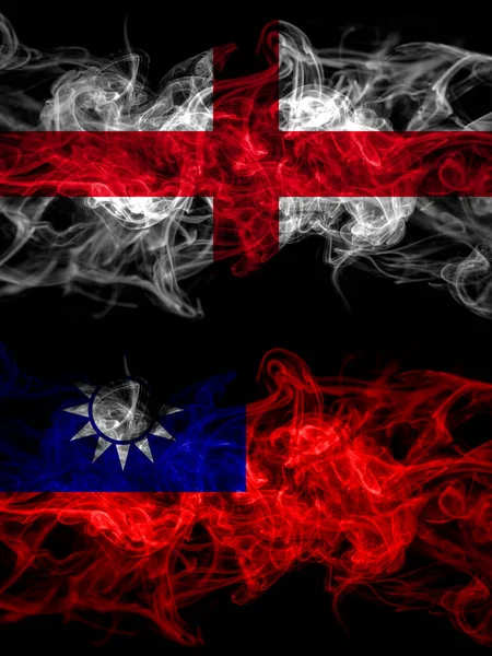 Flag England English Taiwan Taiwanese China Chinese Countries Smoky Effect — Stock Photo, Image