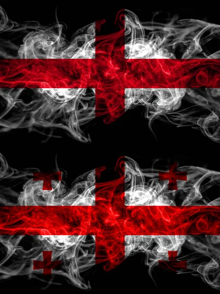英国和美利坚合众国 格鲁吉亚等国的国旗 具有烟熏效果 — 图库照片