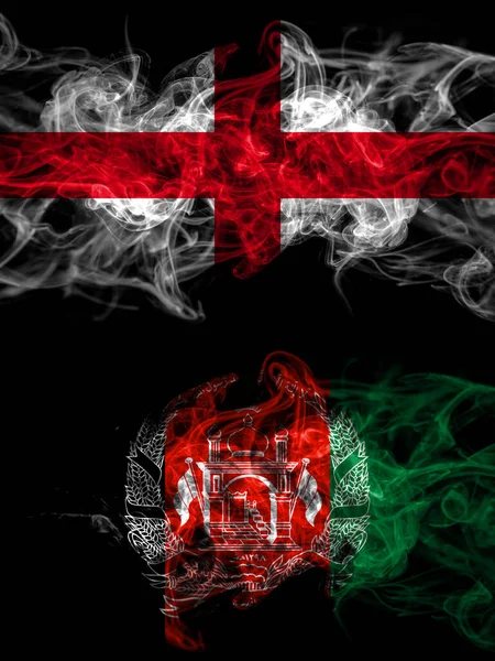 Bandeira Inglaterra Inglês Afeganistão Países Afegãos Com Efeito Fumegante — Fotografia de Stock
