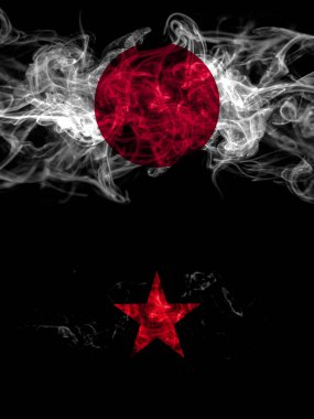 Japon, Japon ve EZLN bayrakları ve Neozapatista ideolojisi dumanı 