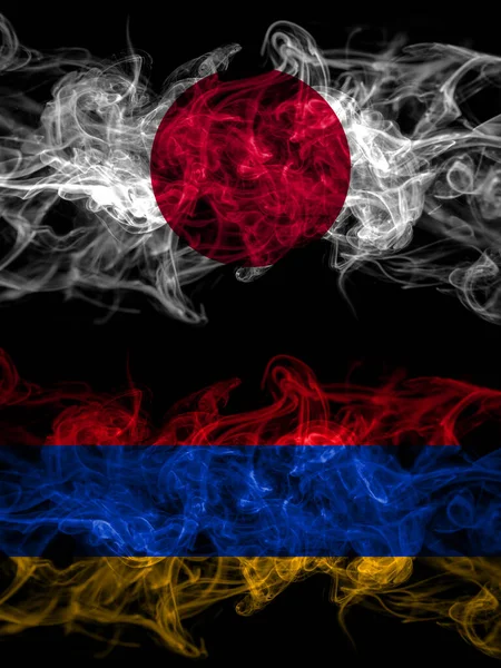 Bandiere Fumogene Giappone Giappone Armenia Armenia — Foto Stock