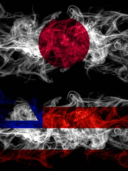 Kouřové Vlajky Japonska Japonska Bahie Brazílie — Stock fotografie