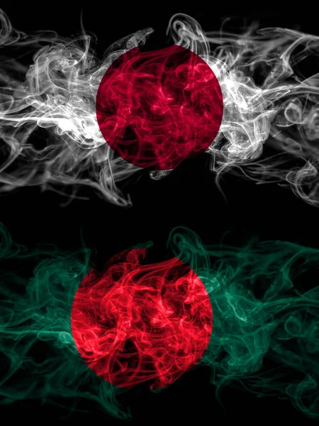 Bandeiras Fumo Japão Japão Bangladesh Bangladesh — Fotografia de Stock