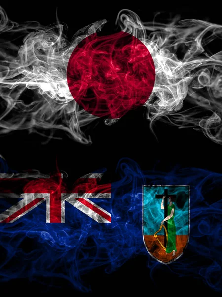 日本和英国 蒙特塞拉特的烟雾旗 — 图库照片