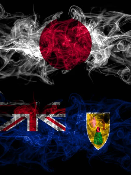 Banderas Humo Japón Japón Gran Bretaña Gran Bretaña Islas Turcas —  Fotos de Stock