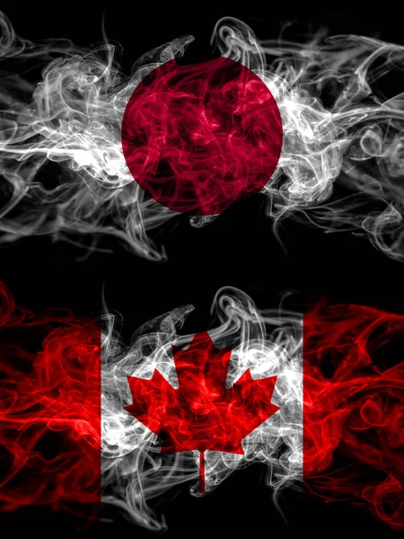 Japonya Japonya Kanada Nın Duman Bayrakları Kanada — Stok fotoğraf