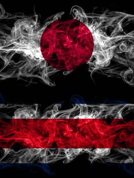 Kouřové Vlajky Japonska Japonska Kostariky — Stock fotografie