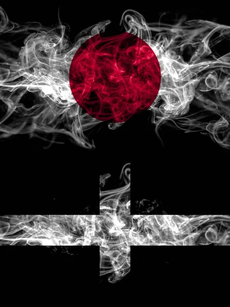 Smoke Flags Japan Japanese England Cornwall Saint Piran — ストック写真