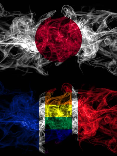 Kouřové Vlajky Japonska Japonska Francie Gay Vlajka — Stock fotografie