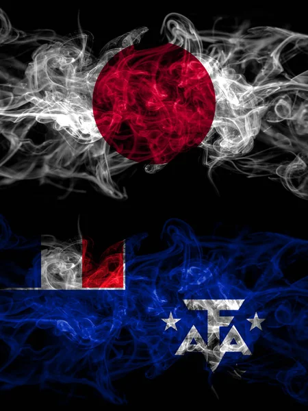 Flagi Dymne Japonii Japonii Francji Francuskiej Ziemi Południowej Antarktycznej — Zdjęcie stockowe