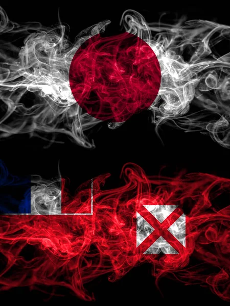 Прапори Куріння Японії Японії Франції Франції Волліса Футуни — стокове фото