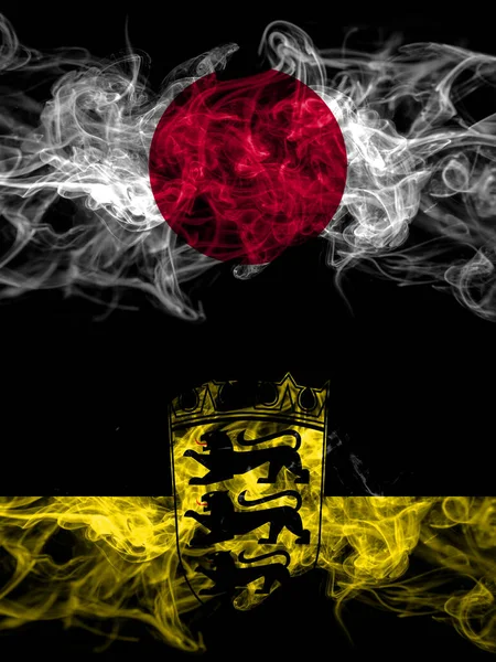 Smoke Flags Japan Japanese Germany Baden Wurttemberg State — ストック写真