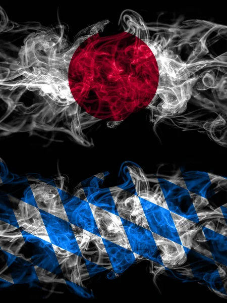 Smoke Flags Japan Japanese Germany Bavaria Rauten — Stock Photo, Image