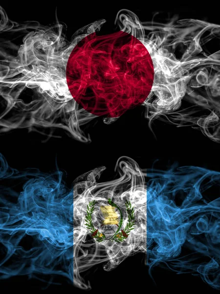 Bandeiras Fumaça Japão Japão Guatemala — Fotografia de Stock