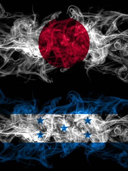 Bandeiras Fumaça Japão Japão Honduras Honduras — Fotografia de Stock