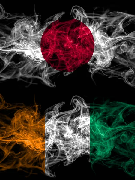 Smoke Flags Japan Japanese Ivory Coast — Stock Photo, Image