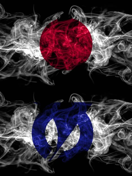 Прапори Куріння Японії Японії Японії Японії Фукагава Хоккайдо Сорачі Субпрефектура — стокове фото