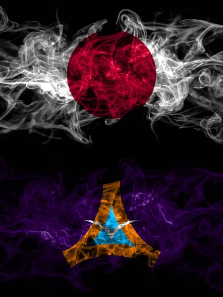 Smoke Flags Japan Japanese Japan Japanese Kamoenai Hokkaido Shiribeshi Subprefecture — ストック写真