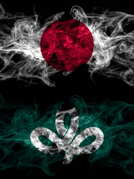 Дымовые Флаги Японии Японии Японии Японии Префектуры Мияги — стоковое фото