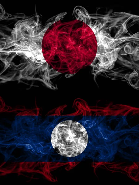 Σημαίες Καπνού Της Ιαπωνίας Της Ιαπωνίας Και Του Λάος — Φωτογραφία Αρχείου