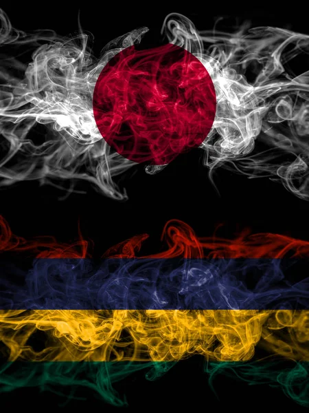 Smoke Flags Japan Japanese Mauritius — Stock Photo, Image