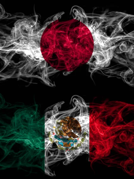日本和墨西哥 墨西哥的烟熏国旗 — 图库照片