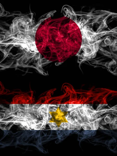 Banderas Humo Japón Japón Myanmar Ejército Nacional Chin —  Fotos de Stock