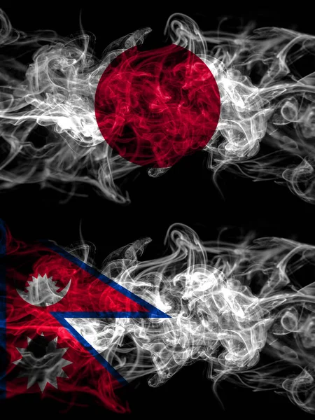 Smoke Flags Japan Japanese Nepal Nepali Nepalese — ストック写真