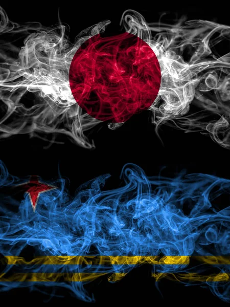 Smoke Flags Japan Japanese Netherlands Dutch Holland Aruba — ストック写真