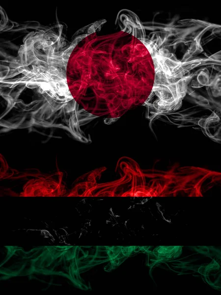 Smoke Flags Japan Japanese Organizations Pan African Unia — Stock Photo, Image