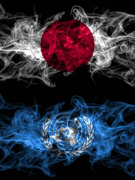 Banderas Humo Japón Japón Organizaciones Naciones Unidas Onu — Foto de Stock