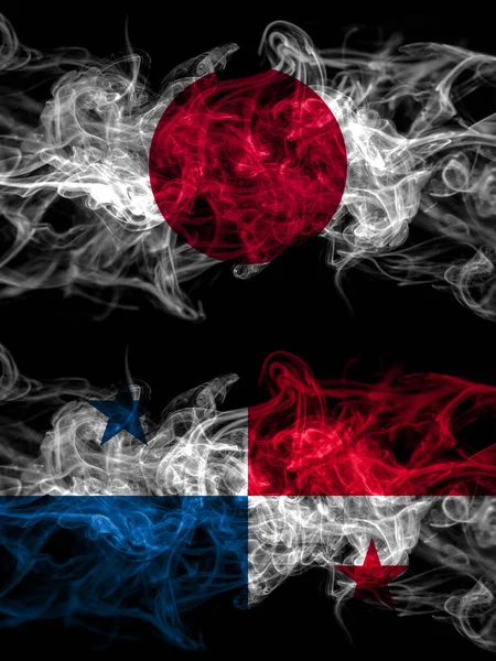 Kouřové Vlajky Japonska Japonska Panamy Panamské — Stock fotografie